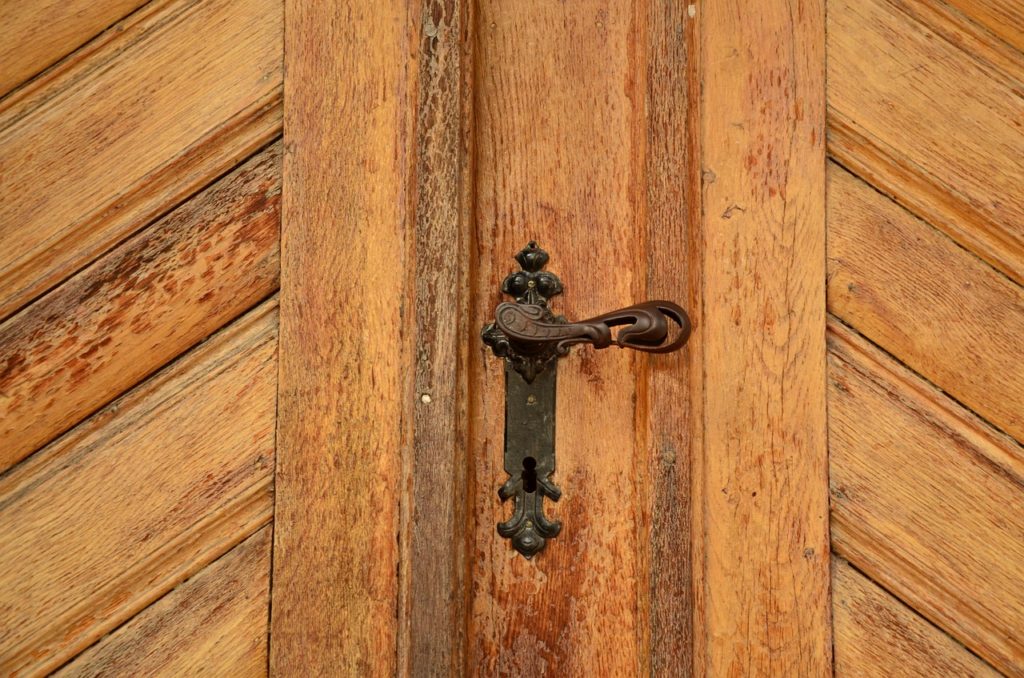 door, door knob, wood